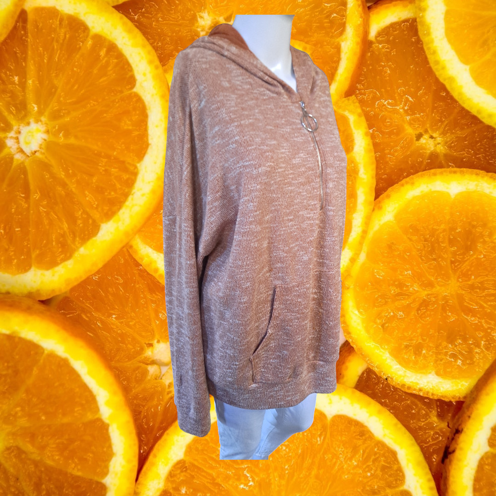 White‎ Birch Orange Marled 1/4 Zip Hoodie Sweatshirt Size XL